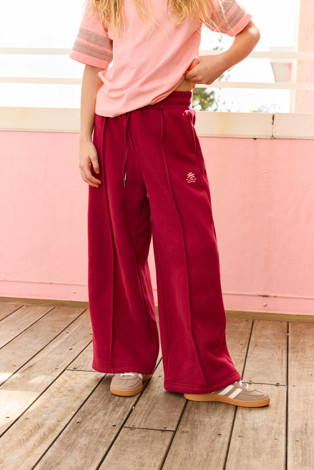 The Bowie Track Pants - Cherry